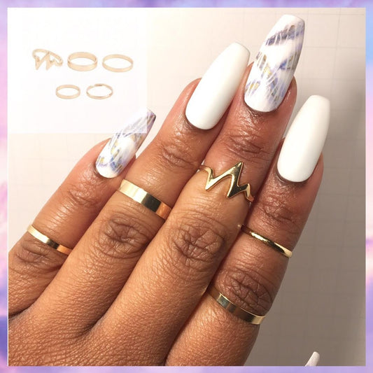 5 Piece Gold Midi Ring Set